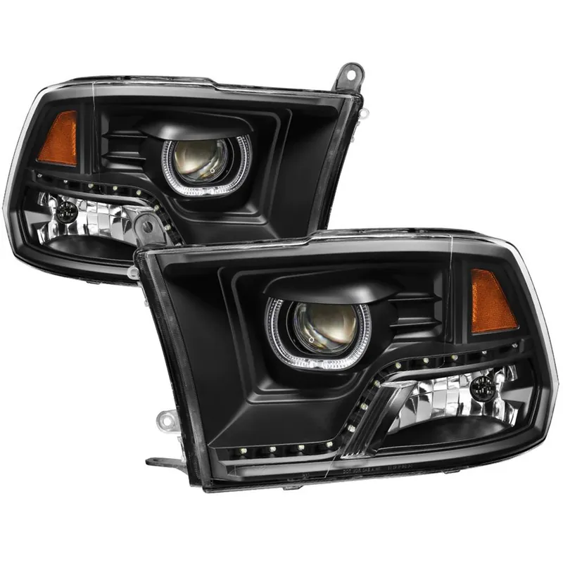 xTune Dodge Ram 2009-2014 Halo LED Projector Headlights - Black PRO-JH-DR09-CFB-BK Latest