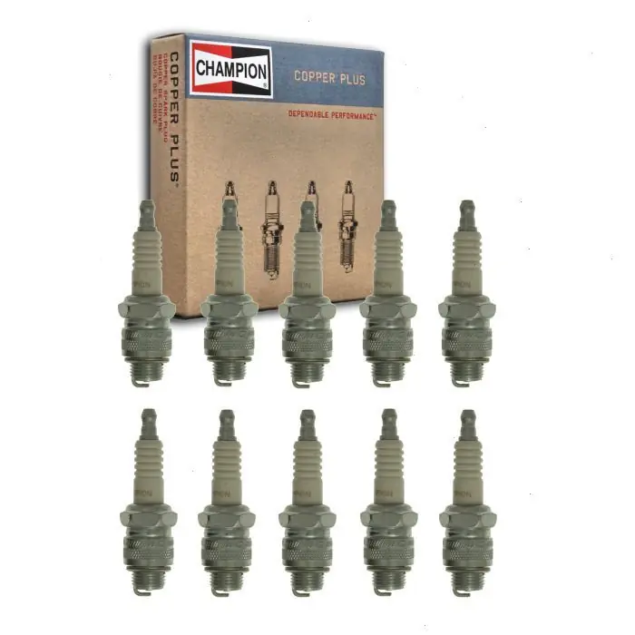 10 pc Champion Copper Plus 592 (RJ12C) Spark Plugs for 14-11 14-11X 308 3522 7915 A11 A11X AR10 AT10 AZ9 B2 C49 G4C M47 RJ12C W9U WR10E WR11EC0 WR9E WR9EC Ignition Wire Cheap